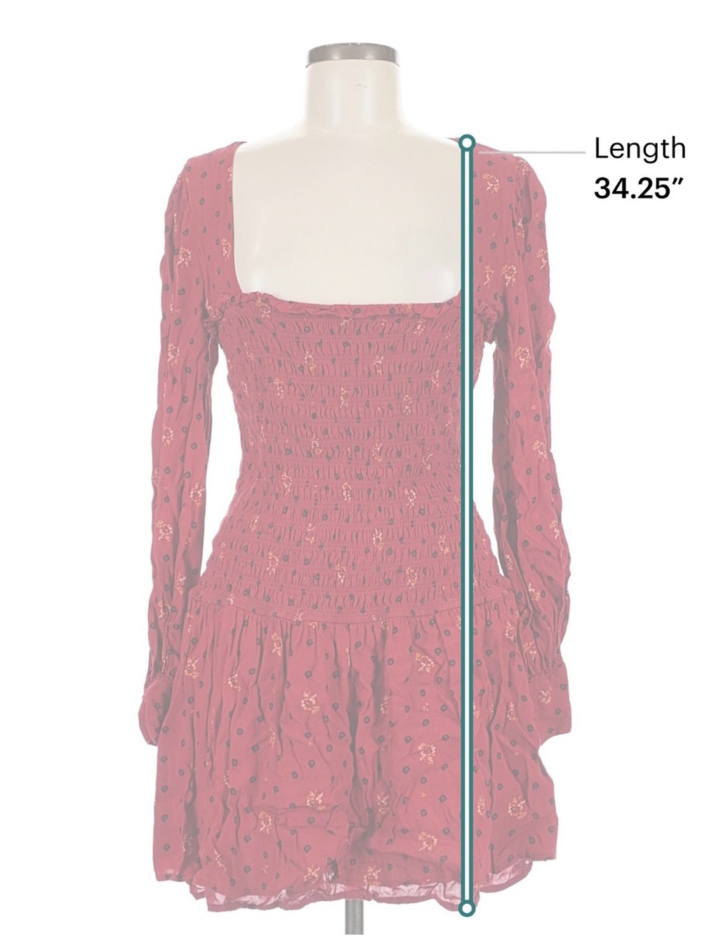 Free People Two Faces Mini Dress
 Smocked Long-Sleeve - Picture 3 of 3